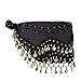 LUOEM Damen Bauchtanz Gürtel, Chiffon Hüfttuch, Tanztuch mit Münzen für Bauchtanz (schwarz)