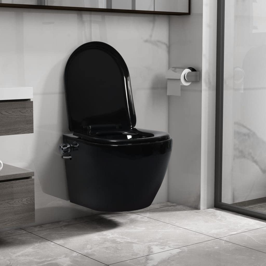 Genérico Inodoro de Pared sin Bordes con función de bidé cerámica Negro,Bricolaje,Fontanería,Piezas para fontanería,Baños y bidés,Baños-145782