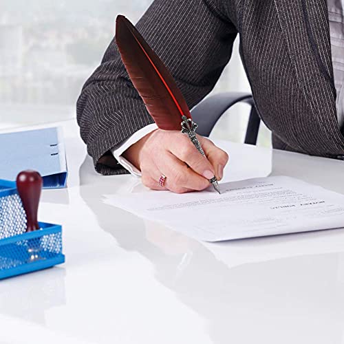 Quill Feather Dip Pen Set, Antique Calligraphy Fountain Pen Kit Vintage Stationery Gift Box With 1 Ink Bottle 5 Nibs 1 Nib Base For Handwriting Birthday Desk Decoration Use (Ink Not Included) #TOP5