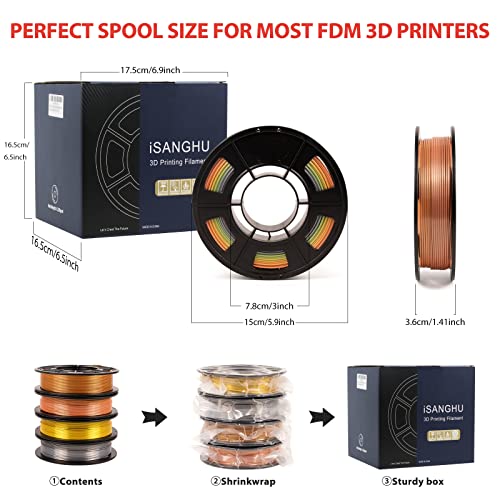 Image of 4Packs Gradient Silk PLA 3D Printer Filament Bundle, Color Changing PLA Filament 1.75mm Bundle, 3D Printing Filament with Good Layer Adhesion for Most 3D Printers 250g /0.55lb*4 Sets