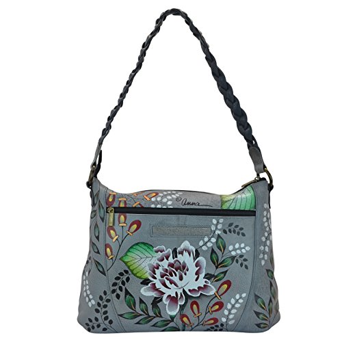 Anna by Anuschka Women's Genuine Leather Medium Fringed Hobo Shoulder bag | Hand Painted Original Artwork | Garden of Eden2