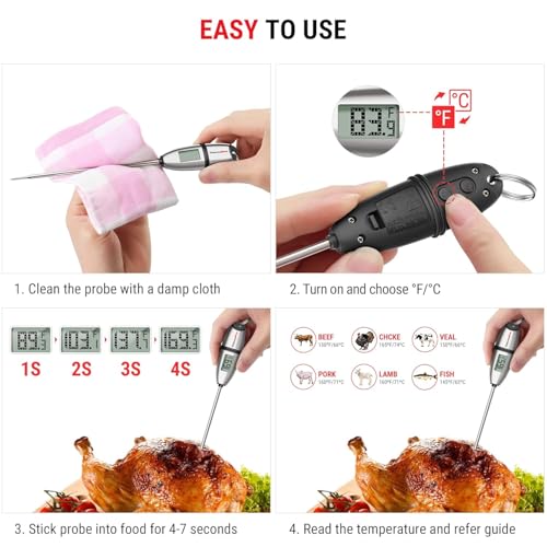 Image of LABART ThermoPro TP-02S Instant Read Meat Thermometer Digital Cooking Food Thermometer with Super Long Probe for Grill Candy Kitchen BBQ Smoker Oven Oil Milk Yogurt Temperature, Stainless Steel