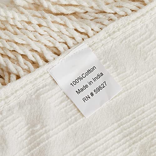 Image of Beatrice Home Fashions Medallion Cotton Chenille, Ivory, Standard Sham (Pack of 12)
