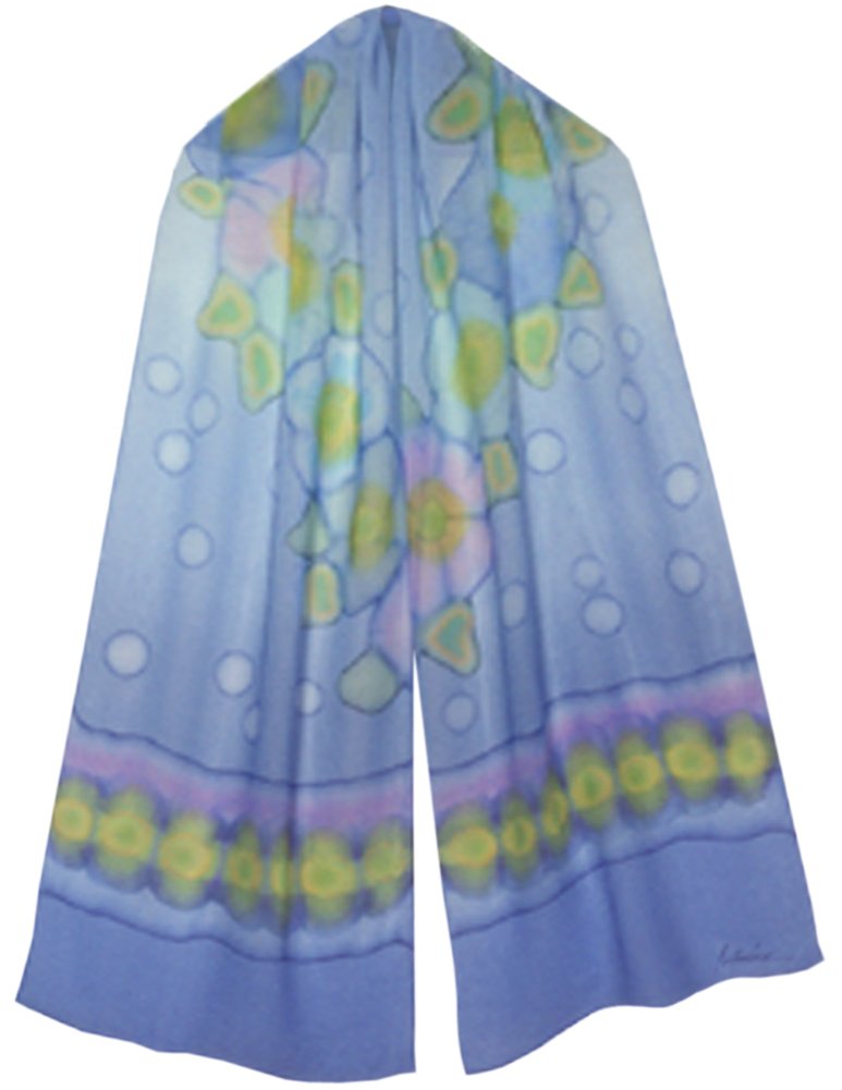 ULRIKE ~ A sherbet floral of lemon, lime, berry, and aqua on a cobalt blue ombre