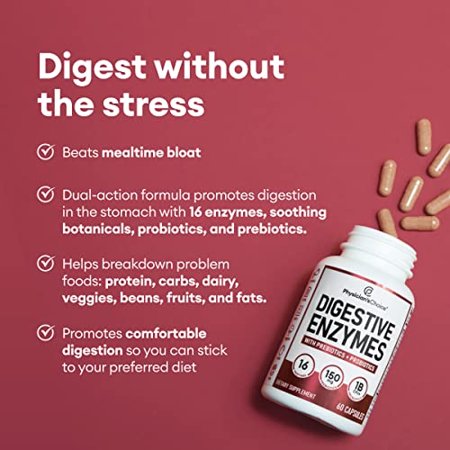Physician's CHOICE Digestive Enzymes - Multi Enzymes, Bromelain, Organic Prebiotics & Probiotics for Digestive Health & Gut Health - Bloating & Meal Time Discomfort - Dual Action - All Diets - 60 CT - Image 4