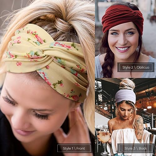 DRESHOW 8 Pack Turban Headbands for Women Wide Vintage Head Wraps Knotted Cute Hair Bands Accessories, 8 Pack Mixed Set11-67 - Image 2