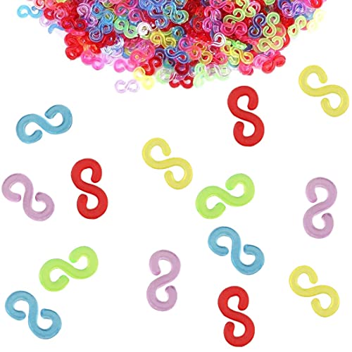 200 PCS Attache Bracelet Élastique Loom Bands S Clips en Plastique Kit de Loom Bands Coloré S Clips Connexion Multicolore S-Attaches pour Bracelet Collier Tricot, DIY, Enfants(1.2 * 0.6 * 0.2cm)