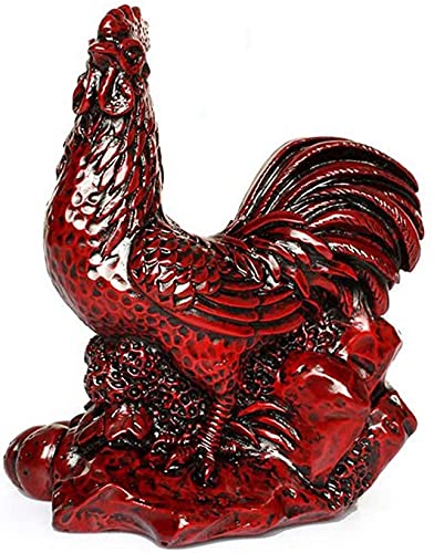 Statues du zodiaque chinois en résine rouge, décoration Feng Shui pour la maison et le bureau, attire la richesse et la chance, cadeau de félicitations, coq (coq) Cover