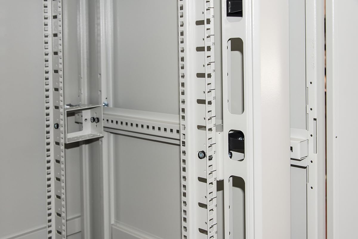 ARMADIO RACK 19" 42U (A)2055, (L)800, (P)800 COLORE GRIGIO PORTA VETRO DISASSEMBLATO CON GUIDACAVI LATERALE
