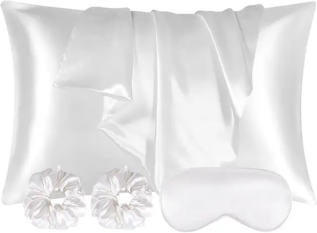 Funda de Almohada de Satén 40x80cm con Accesorios para Cabello y Piel - 2 Piezas