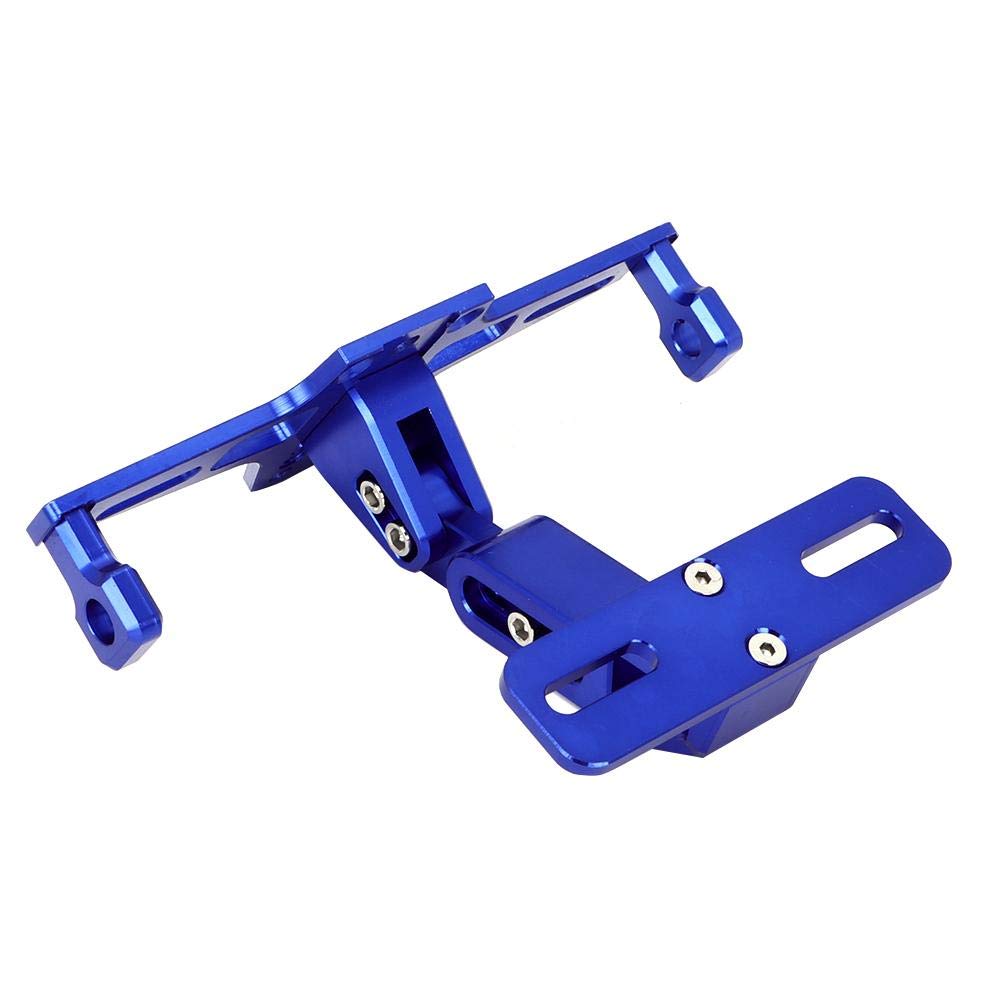 Portatarga Quad Portatarga per moto, Portatarga telescopico regolabile in lega di alluminio con luce LED(Blu)