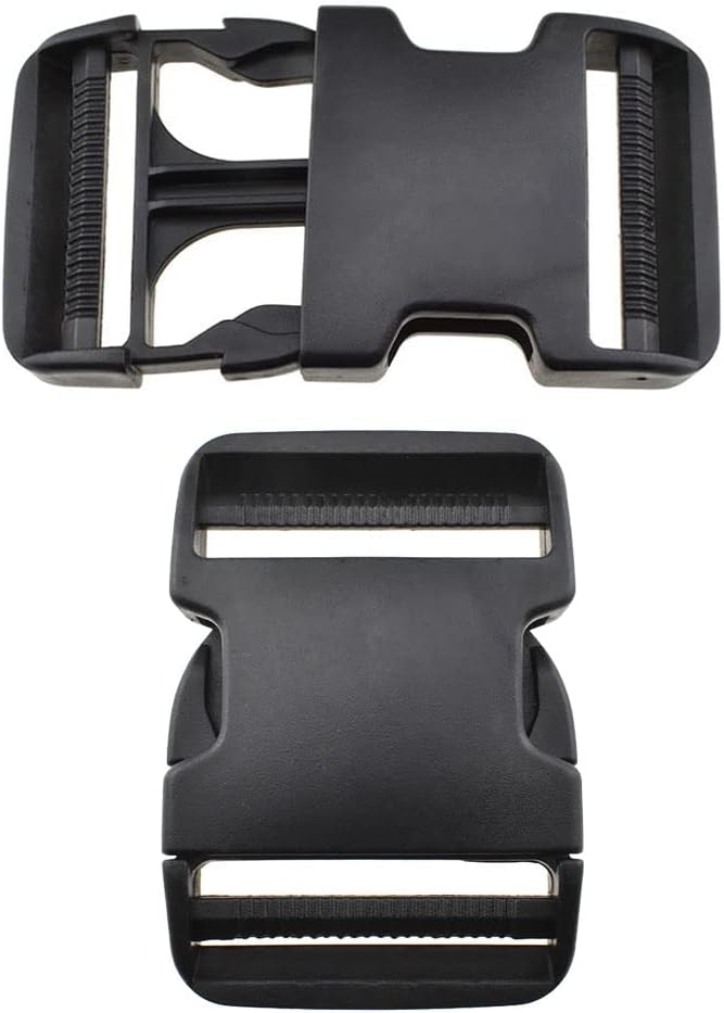 SGH Pro Extra Thick Military Grade Dual Adjustable Quick Side Release Buckles Clips Snaps 2' Wide 2 Pack No Sewing Heavy Duty Plastic Replacement for Nylon Strap Webbing Boat Cover Backpack Fanny Pack