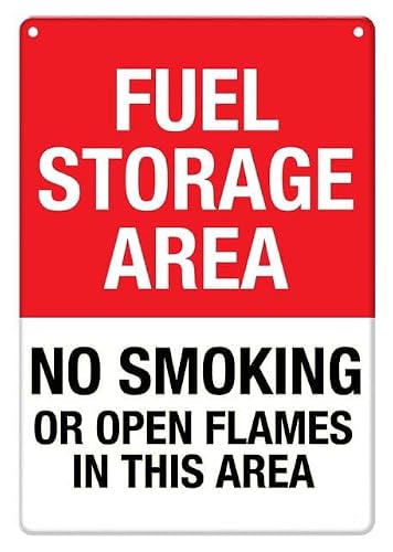 Fuel Storage Area No Smoking Aluminum Tin Sign 12"x8" For Facility Managers, Homeowners - Home Kitchen Wall Decor