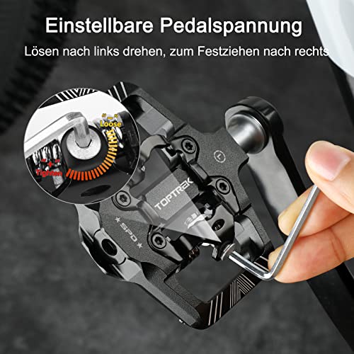 Toptrek SPD Pedale, 2 in 1 SPD/Plattform, 9/16 Zoll Achse CNC Aluminium Klickpedale, rutschfeste，Ultraleichte Rennrad Fahrradpedale mit Gedichteten Lagern für Rennrad, BMX, MTB Pedale