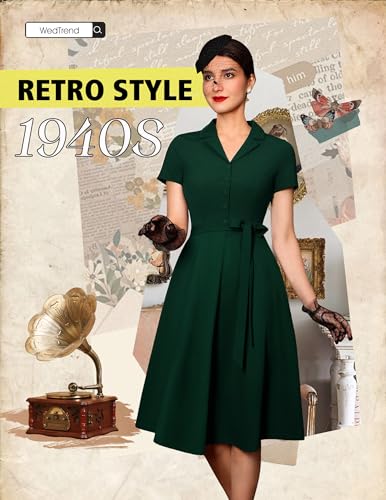 Image of Wedtrend Women's Vintage Tea Dress, Short Sleeve Cocktail Party Dress Work Church Casual Dress