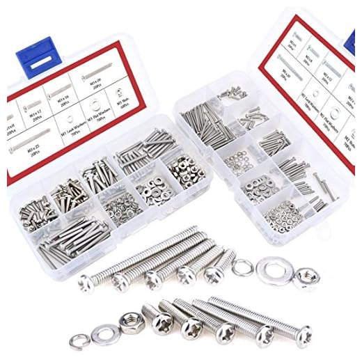 Hilitchi 600-Piece M2 M3 Phillips Pan Head Screws Bolt Nut Lock Flat Washers Assortment Kit, 304 Stainless Steel