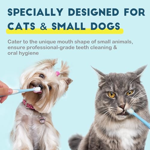 Image of Small Dog Toothbrush, Cat & Puppy Tooth Brushing Kit, Ultra Soft & Mini Head Teeth Brush for Kitten & Tiny Pet 1 PCS, Blue