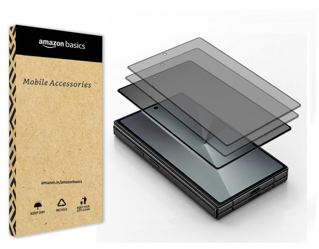 amazon basics Privacy Tempered Glass Screen Protector Compatible with Samsung Galaxy Z Fold 8 5G Anti - Spy Protection [Clear HD] - Pack of 3-image-25