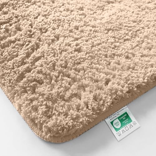 Casa Pura | Tapis de Bain Sky Soft à Poils Longs | Doux et Moelleux Aspect Shaggy | Antidérapant Lavable | Certifié Öko-Tex 100 | Beige, 70 x 120 cm