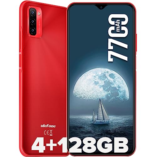 Ulefone Note 12 Unlocked Cell Phone, 4G Unlocked Smartphone, 6.82” Ultra-Large Screen With Slim Structure, 7700Mah Battery, 4+128Gb, 3-Card Slot, Face Unlock/Fingerprint Recognition, Red #TOP22