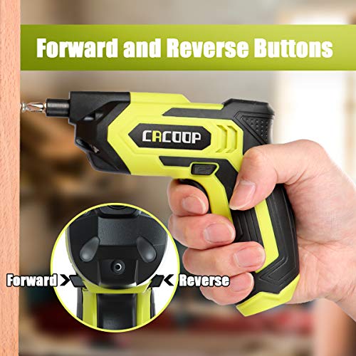 CACOOP Electric Cordless Screwdriver Rechargeable Set 4V 1500mAh Li-ion Battery MAX Torque 5N.m, 24pcs Driver Bits, USB Charger Cable CACOOP Electric Cordless Screwdriver Rechargeable Set 4V 1500mAh Li-ion Battery MAX Torque 5N.m, 24pcs Driver Bits, USB Charger Cable