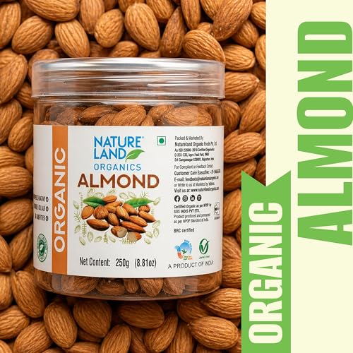 Image of Natureland Organics Almonds 250 Gm, Healthy Organic Dry Fruits