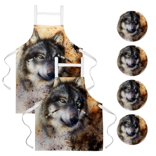 Tablier de serveuse anti-taches lot de 2 réglable avec broches pour bar et pâtisserie