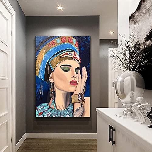 Affiche abstraite figure femme tableau bijoux art mural salon 90x135cm