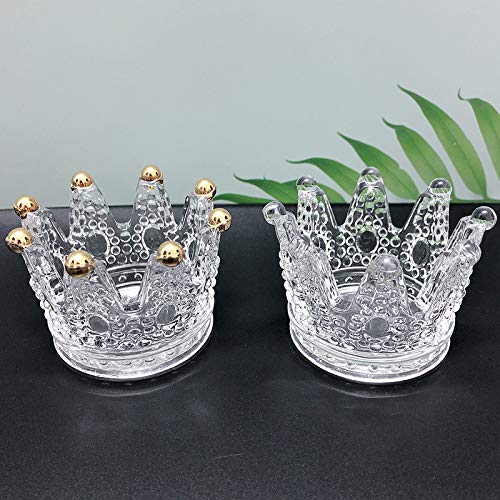 YDGHD 2 Pack Beauty Blender Holder Makeup Sponge Holder Crown Glassware Stand Storage Powder Puff Display Stand (1 gold and 1 clear)