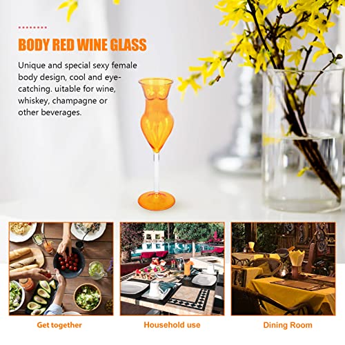 Doitool Miss Wine Glass Body Glass Set Of 2 Clear Cocktail Glass Body Shaped, Unique Martini Glasses Beauty Body Shaped Wine Glass Goblet Cups Glassware For Ktv Home Bar Club Restaurant ( Golden ) #TOP6