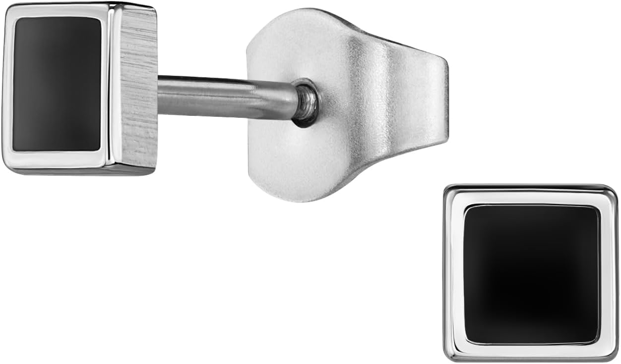 Traveller Oorbellen - Heren - Made in Germany - Edelstaal - Zwart