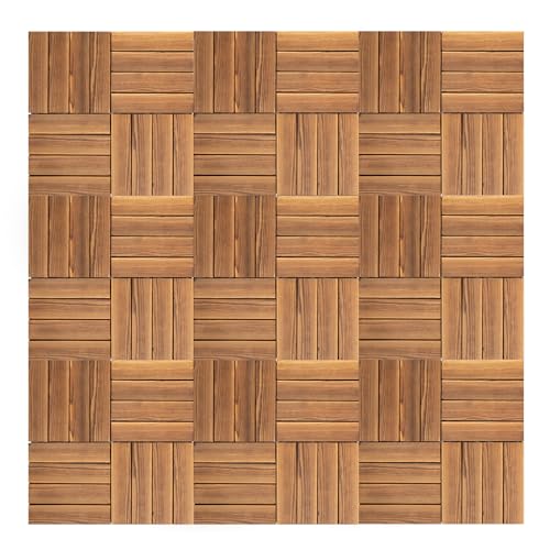 36 Pack Hardwood Interlocking Deck Tiles, 12