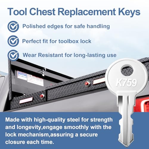 Clé de boîte à outils K759 perdue ? Lot de 2 clés de secours pour coffre de camion