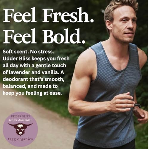 Image of Tallow Deodorant, Udder Bliss (Lavender-Vanilla) 2.5 oz | Natural Ingredients, Aluminum-Free, Long-Lasting Odor Protection, From Grass-Fed Suet, No Synthetic Fragrance, Made in USA