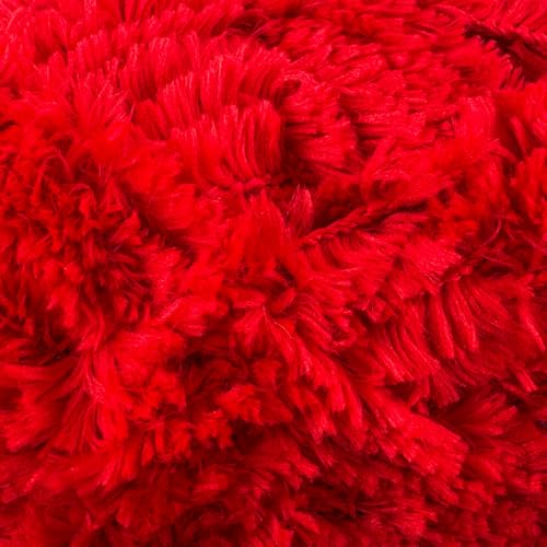 Image of Plush Faux Fur Bulky Yarn, Super Soft Fluffy Fuzzy for Knitting Crocheting Crafting, 100 Gram (3.53 Ounces) 109 Yards (100 Meters) (Red) (3 Skeins)