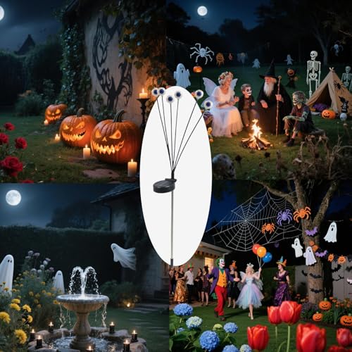 Luces de ojos de Halloween solares con efecto flotante para exterior 4