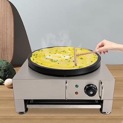 Crêpes Maker, Crepeseisen Mit Hölzerne Spatel,Crepesmaker Antihaftbeschichtete Platte 1600 W 50-300℃/ 122-572℉ Krepp Pfannkuchen Maschine