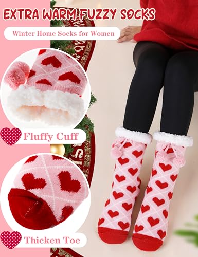 MOGGEI Womens Slipper Fuzzy Grips Socks Warm Fluffy Winter Thick Thermal Cozy Plush Socks3