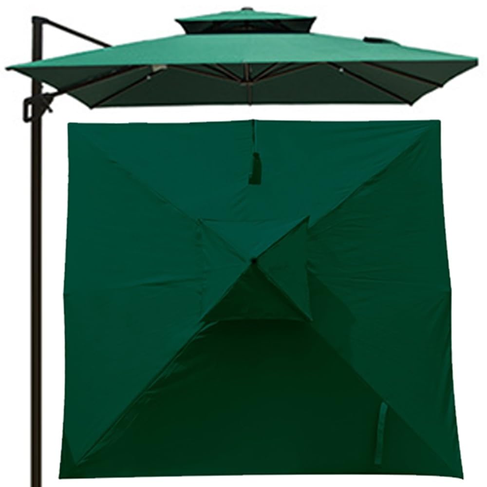 10 X 10ft Patio Umbrella Replacement Canopy Square Cantilever 2-Tier Top Cover Outdoor Market Umbrella