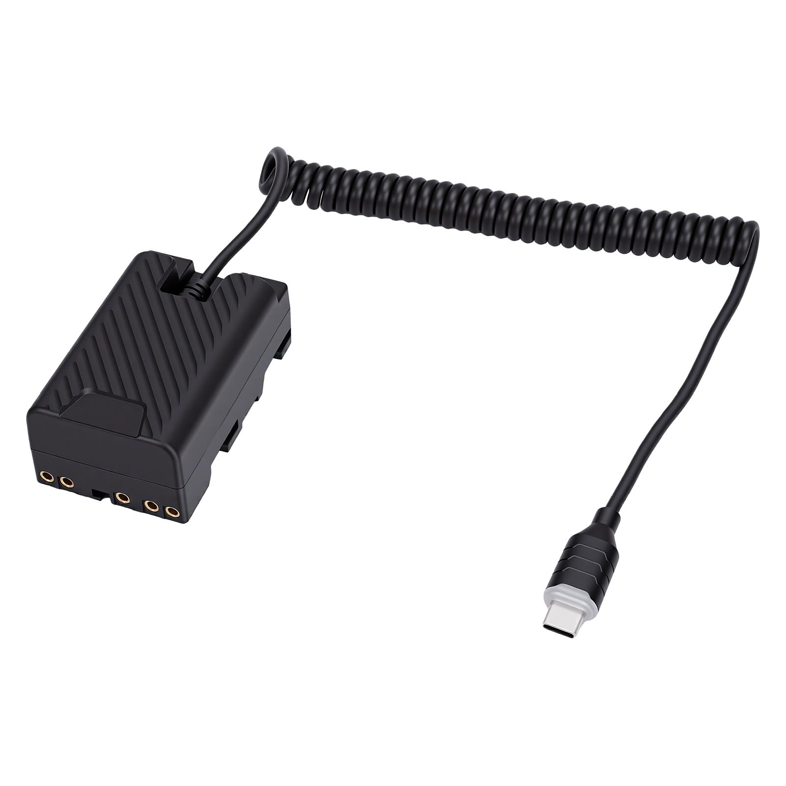 Diyeeni Cavo di Alimentazione Batteria Fittizia PD Tipo C per Fotocamera BP-U30, Design a Molla a Spirale Adatto per Fotocamera PXW-Z280 FX6 FX9, Batteria Fittizia a Ricarica Rapida da 45 W con
