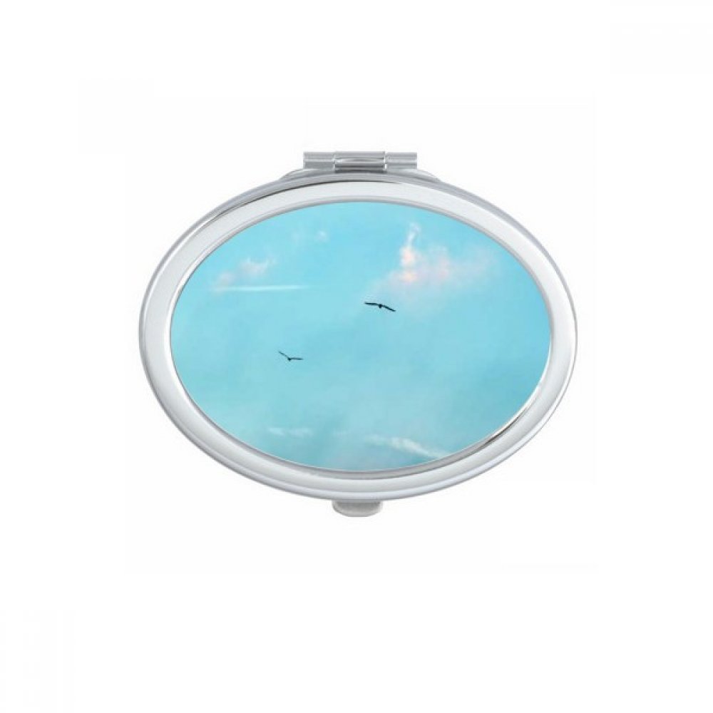 Miroir de poche portable et compact ovale petit format pour retouches maquillage multicolore