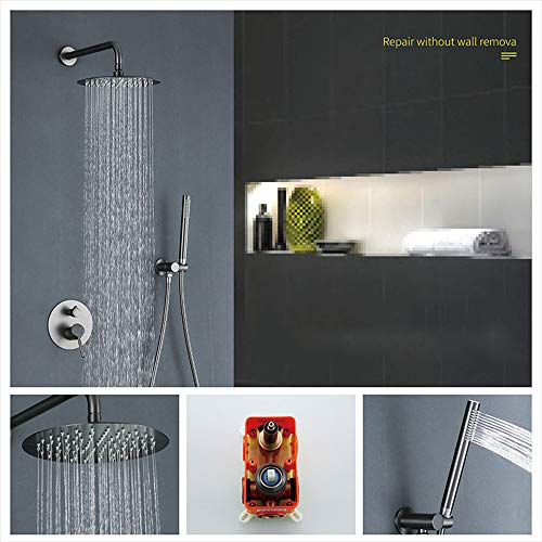 Ensemble combiné de douche gris mural avec pommeau acier inoxydable encastré