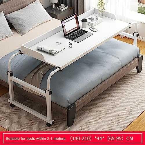 Table de lit mobile à roulettes pour ordinateur portable, idéale pour les lits jumeaux/double/grand lit, parfaite pour le travail et les loisirs
