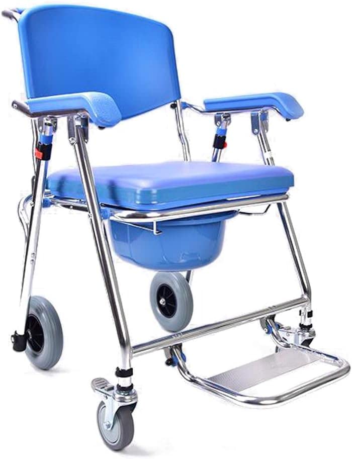 Silla de ruedas 3 en 1 sobre el inodoro, plegable, mesita de noche, taburete de baño y silla de ducha con reposapiés, cojín acolchado para adultos, ayuda para caminar para discapacitados