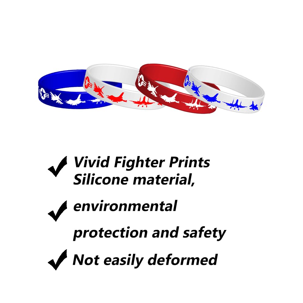 CupaPlay 24PCS Fighter Jet Silicone Rubber Bracelet Airplane Military Aircraft Plane Theme Party Favor Supply Decoration