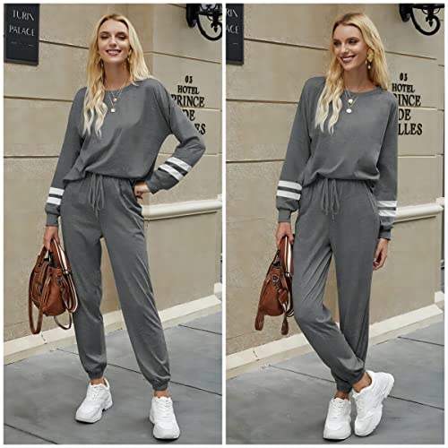 Image of Ekouaer Sweatsuits Womens Loungewear Set Tracksuit Long Sleeve Pajamas Set with Pockets 2 Piece Outfits Lounge Sets