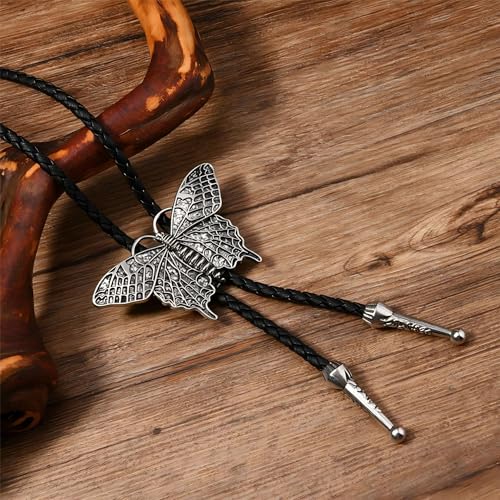 Image of Joxevyia Bolo Tie for Men Vintage Cow Skull Leather Rope Western Cowboy Necktie Vintage Bola Tie Gift for Him