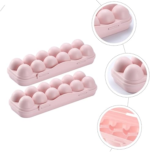 Miniatura 5 de Zerodeko Caja de huevos de pollo anticolisión con tapa, rosa, paquete de 2, plástico