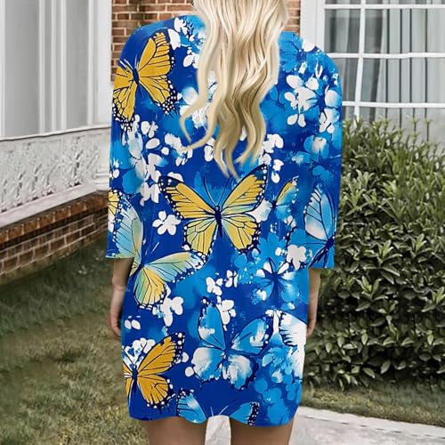 3/4 Length Sleeve Womens Tops Plus Crewneck Oversized Blouses Geometric Fall Casual Tunic Top to Wear with Leggings3