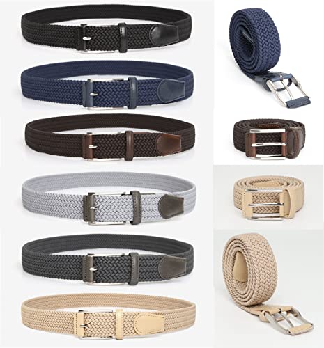 maskfactory stwees Woven Stretch Braided Elastic Belt for Casual Jeans, Golf Pants, Outdoor or at work, 1 3/8"3
